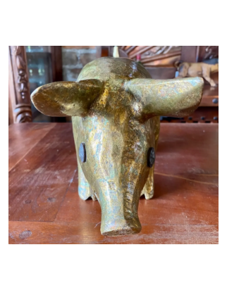 Escultura Cerdo Puerco Madera Y Oro De Hoja Estilo Antiguo - Imagen 8