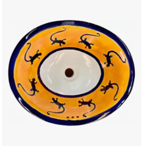 Lavabo Ovalin Talavera Fina Estilo Antiguo Empotrable Iguana