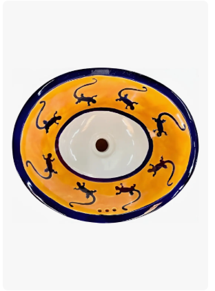 Lavabo Ovalin Talavera Fina Estilo Antiguo Empotrable Iguana