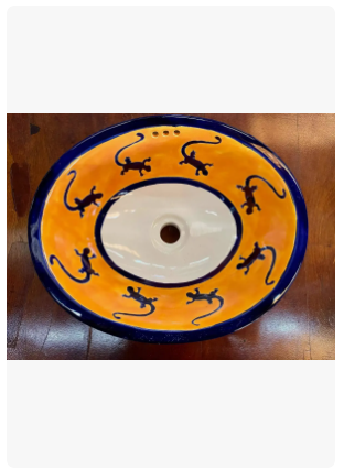Lavabo Ovalin Talavera Fina Estilo Antiguo Empotrable Iguana - Imagen 5