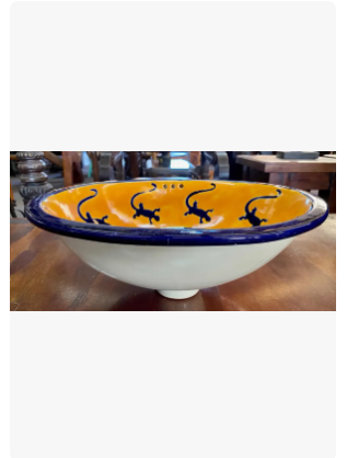 Lavabo Ovalin Talavera Fina Estilo Antiguo Empotrable Iguana - Imagen 7