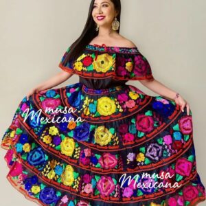 Vestido Artesanal Tipico Chiapaneca Bordado A Mano Mexicano