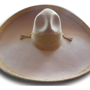 Sombrero Charro 4 Pza Fino Dorado Adulto Charreria Artesanal Color Negro Talla Entrada: 60 Cm