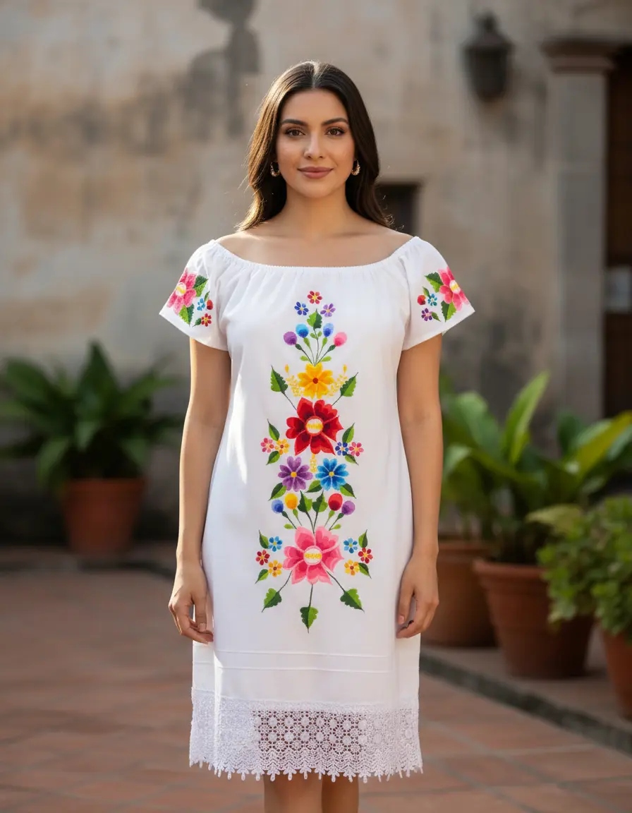 Vestido Yucateco. Bordado. Artesanal. Marianita 03. Mayakim