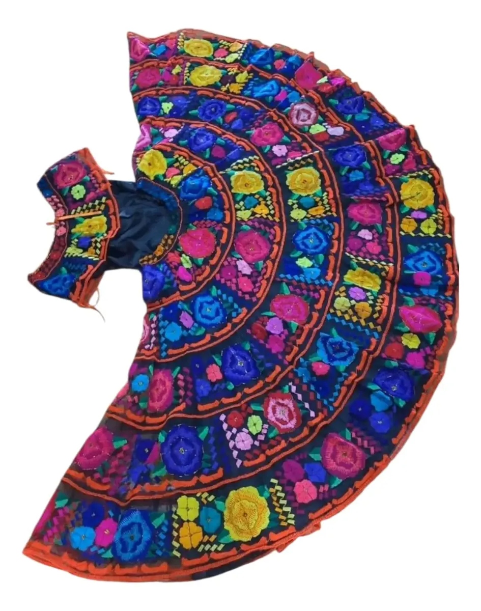 Vestido Artesanal Chiapaneca Doble Ruedo - Imagen 2