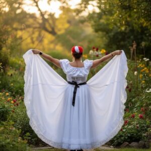 Vestido Traje Veracruzana Doble Vuelo Regional De Mujer