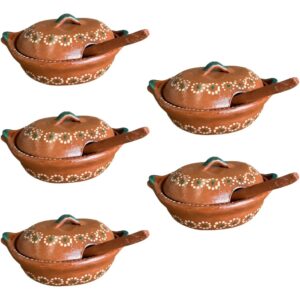 5 Cazuelas Ollas Ovaladas Salsera Con Cuchara 600ml