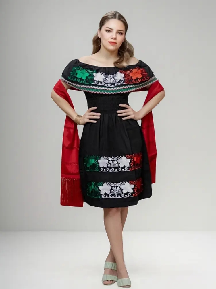 Vestido Artesanal Campesina Estrella Tricolor