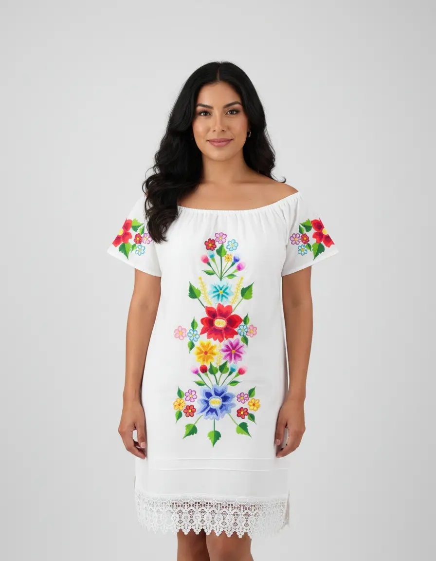 Vestido Yucateco. Bordado. Artesanal. Marianita 03. Mayakim - Imagen 8