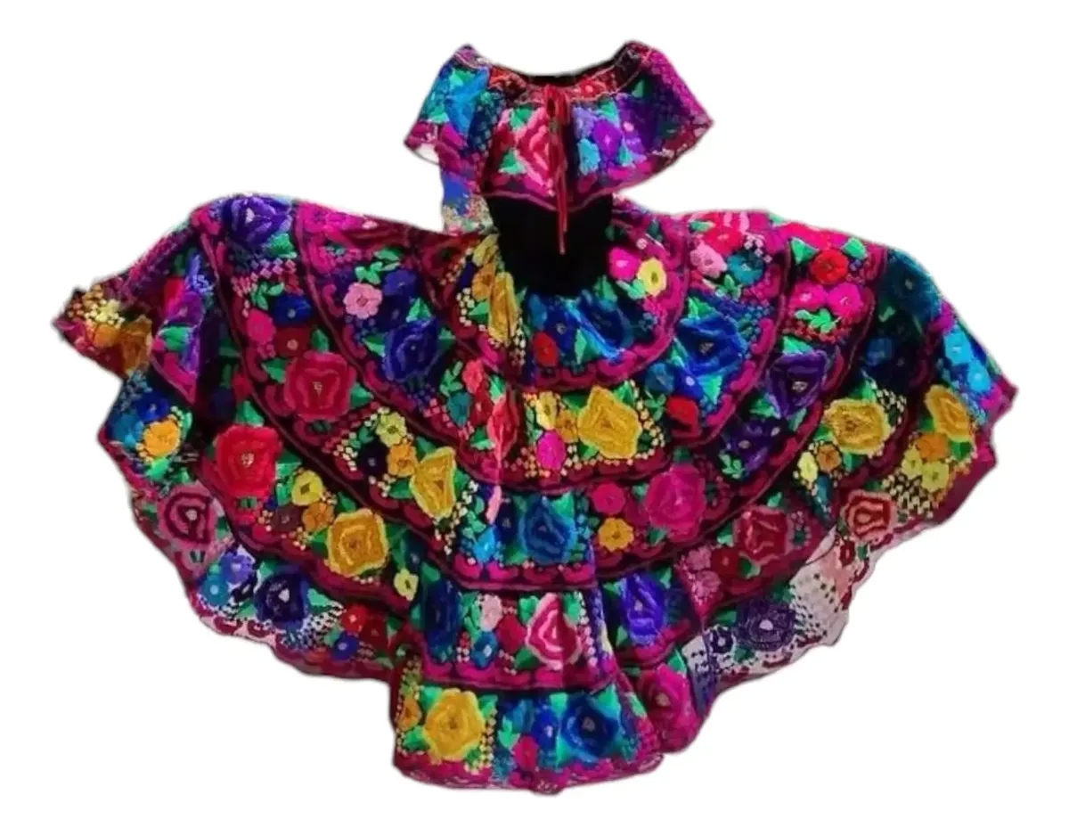 Vestido Artesanal Chiapaneca Doble Ruedo - Imagen 4