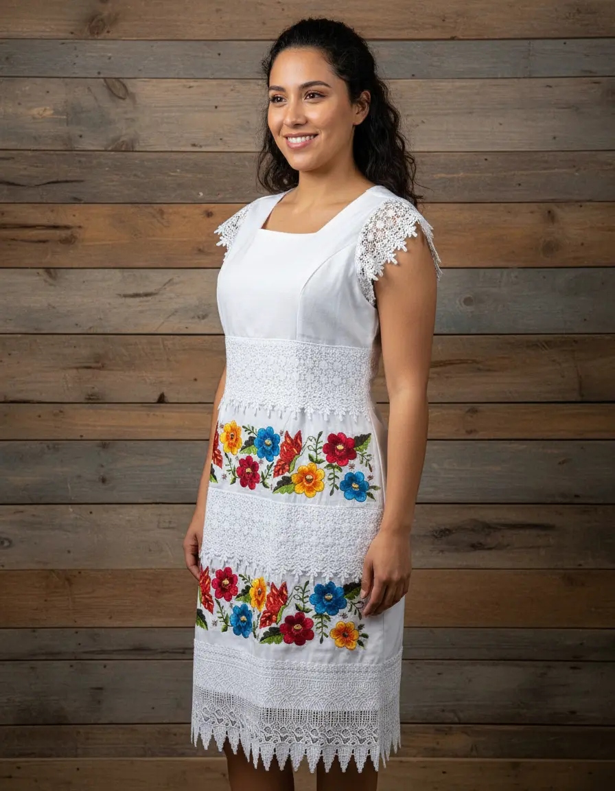 Vestido Bordado Yucateco Artesanal. Mariposa. Mayakim - Imagen 6