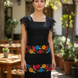 Vestido Bordado Yucateco Artesanal. Mariposa. Mayakim