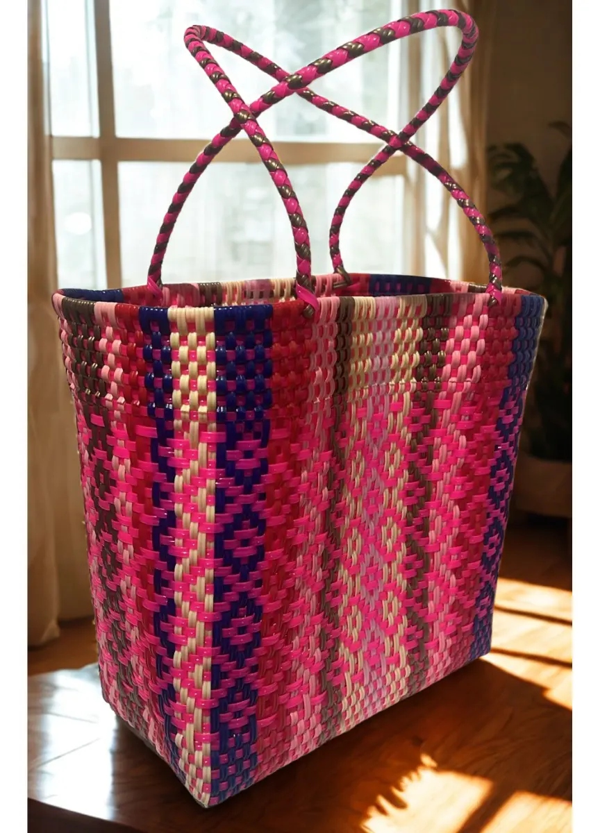 Bolso Artesanal Hecho De Plastico A Mano Tote Bag Bolsa Dama - Imagen 6