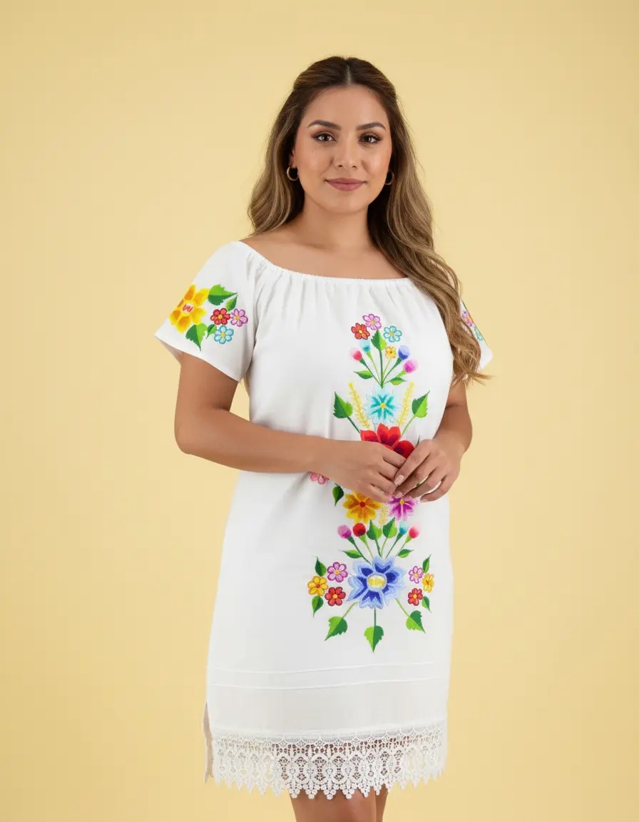 Vestido Yucateco. Bordado. Artesanal. Marianita 03. Mayakim - Imagen 2