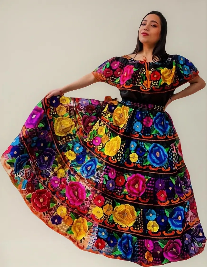 Conjunto Artesanal Chiapaneca Bordado A Mano Ajustable