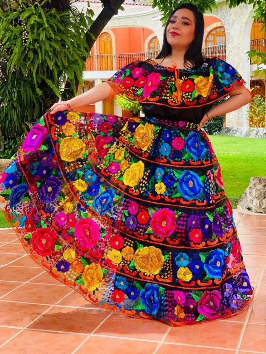 Conjunto Artesanal Chiapaneca Bordado A Mano Ajustable - Imagen 4