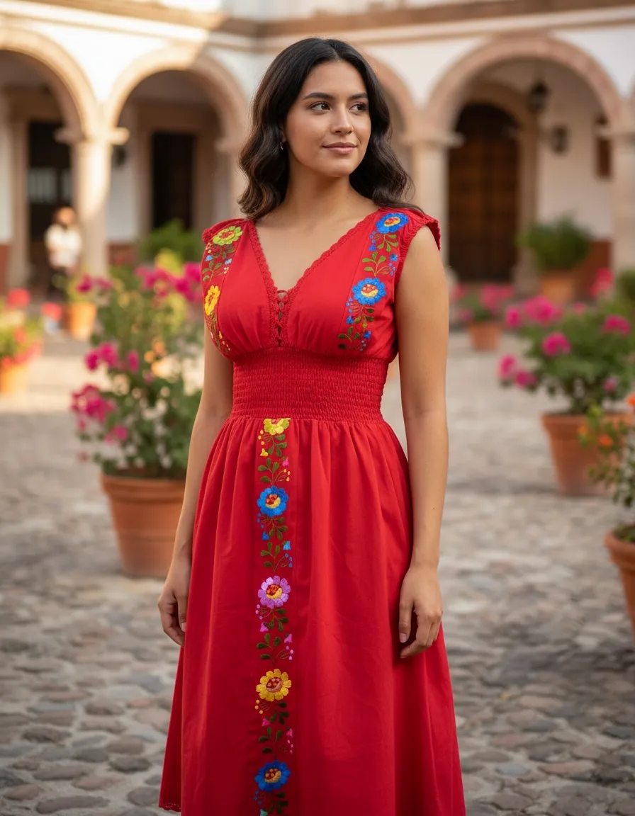 Vestido Bordado Artesanal Moderno Campesino Juv. Var/colore